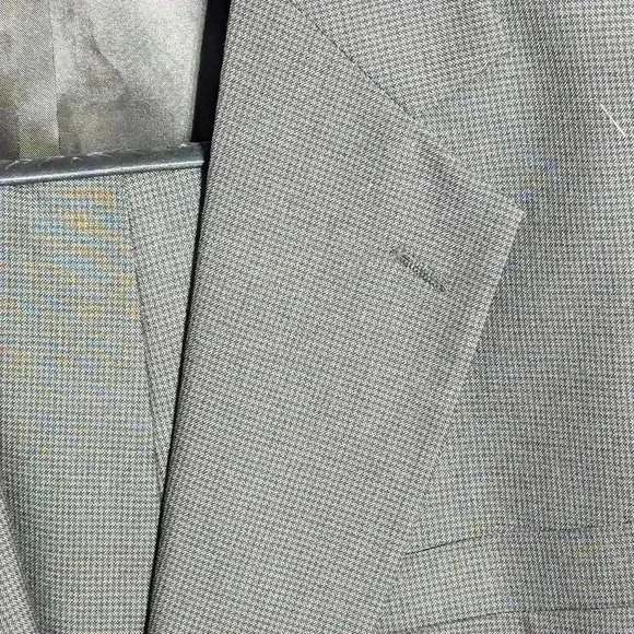 Gerald Austin of Bond St wool blend suit 44L / 38 W neutral check gray - Picture 3 of 8